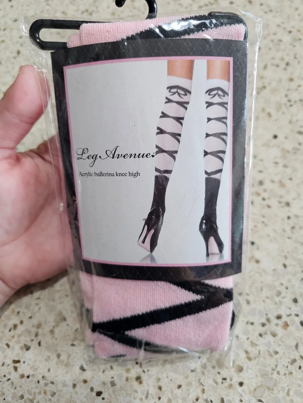 Leg Avenue Pink and Black Ballerina Knee High Socks
